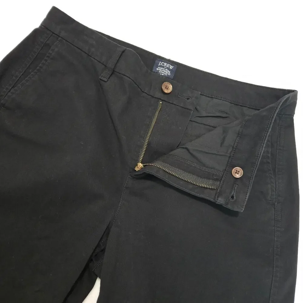 J.Crew Factory High-Rise Girlfriend Chino Size 10 Black Stretch Cotton Pants